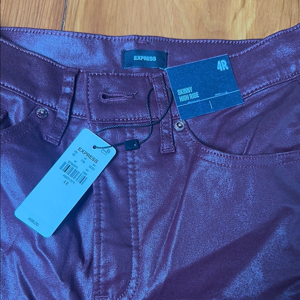 Express Deep Red Faux Leather Pants - Picture 2 of 2